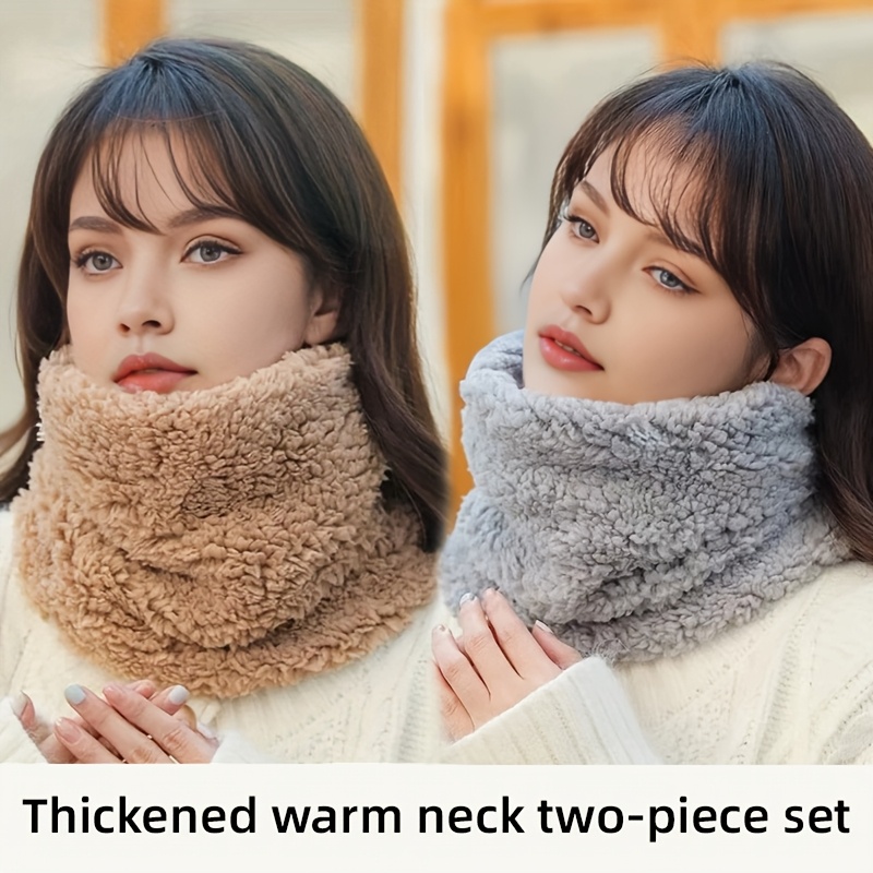 TEMU Lot de 2 cache-col et guêtre coupe-vent pour femme - Col thermique épaissi adapté au cyclisme, à l'extérieur en hiver, par temps froid, coupe