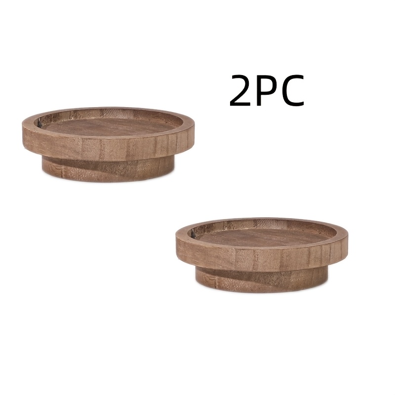 TEMU 2pcs Creative Wooden Candle Tray Log Style Versatile And Practical Material Texture Good B&b Soft Decoration Candle Holder