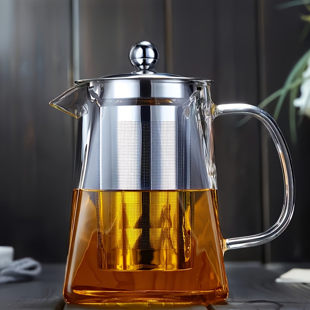 TEMU 1pc Ldq Thick High-temperature Resistant Glass Teapot With Stainless Steel Filter,no Electricity Needed,durable&stylish Kitchen & Dining