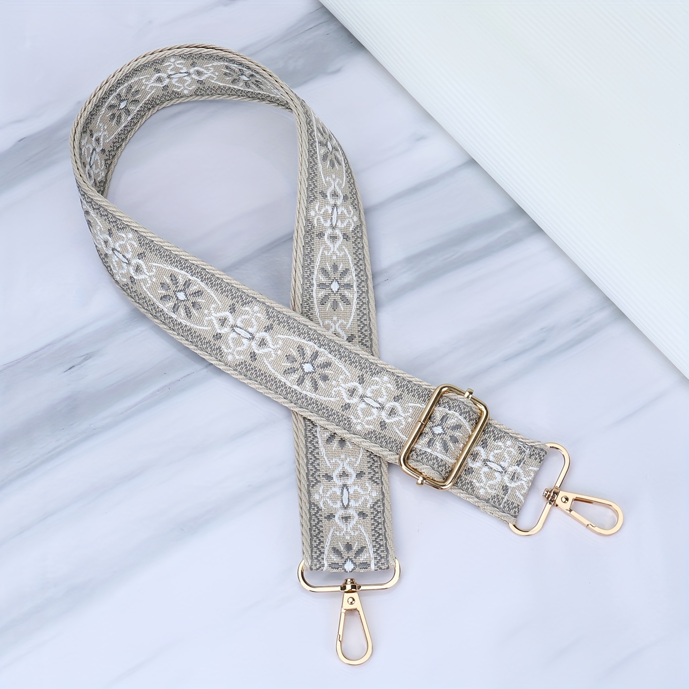 TEMU 2026 Newest Bohemian Style Bag Strap, Detachable And Adjustable Length, With Golden-tone Hardware , Multi-functional Accessory, Essential For