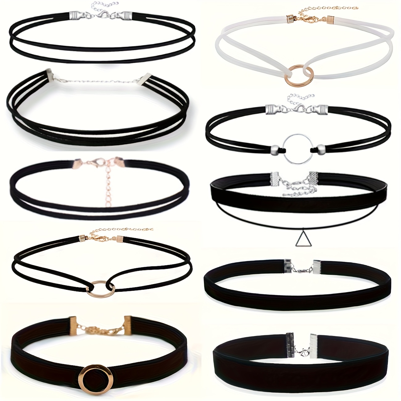 TEMU 10pcs/set Elegant Women's Fashion Choker Necklace Trendy Adjustable Collar For Party And Daily Wear, Gift, Wedding