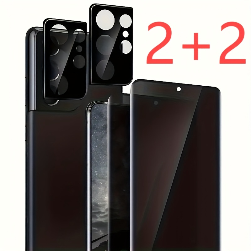 

4pcs 2+2 Packaging Suitable S21 Ultra Privacy Screen Protector And Camera Lens Protector, 9h Reinforced Glass, Anti , Resistant,