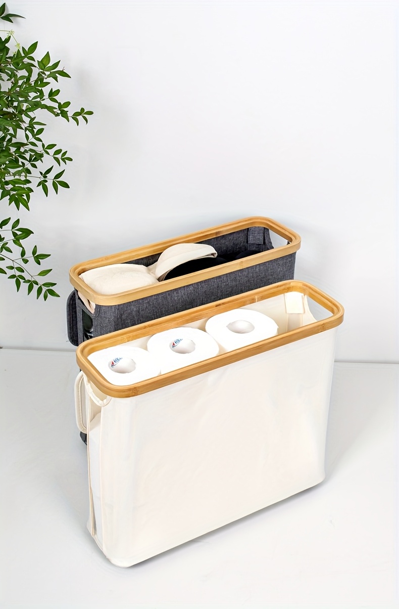 Versatile Bamboo Laundry Basket with Lid - Holds 12 Rolls, Breathable & Storage Solution for Bedroom, Bathroom & Living Room, Laundry Room Accessories, Laundry Room Accessories, Toilet Paper Storage Containers
