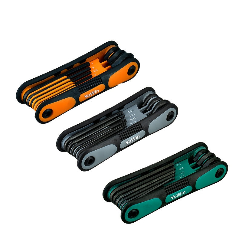 TEMU Folding Allen Wrench Set, 3 Sets Total 25pcs, Sae, Metric, Torx Hex Key Set Included, 3pcs Portable Allen Key Set For Repair And Applications