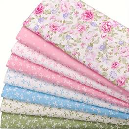 8pcs set beautiful floral fabric collection designed with 8 different colors and patterns pre cut multi purpose fabric random color for sewing and diy craft projects doll making and embroidery bedding etc