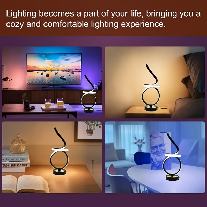 USB Plug-in Multi-Room Creative Floating Ribbon, Modern Light Luxury Table Lamp/Desk Lamp, Suitable for Living Room and Bedroom Decoration, Three-Color Dimmable LED Night Light