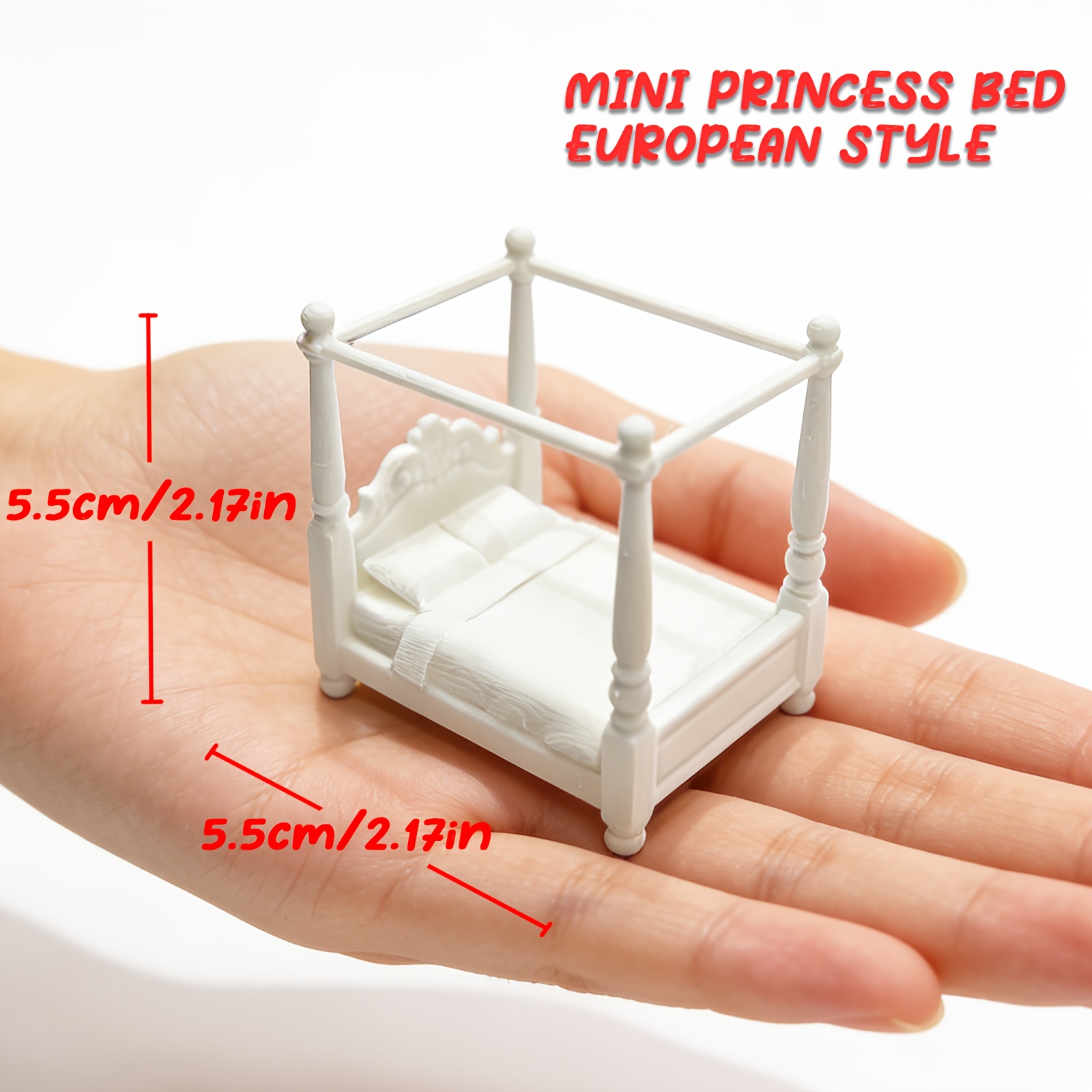 Miniature European-Style Princess Bed Model Ornament with Canopy