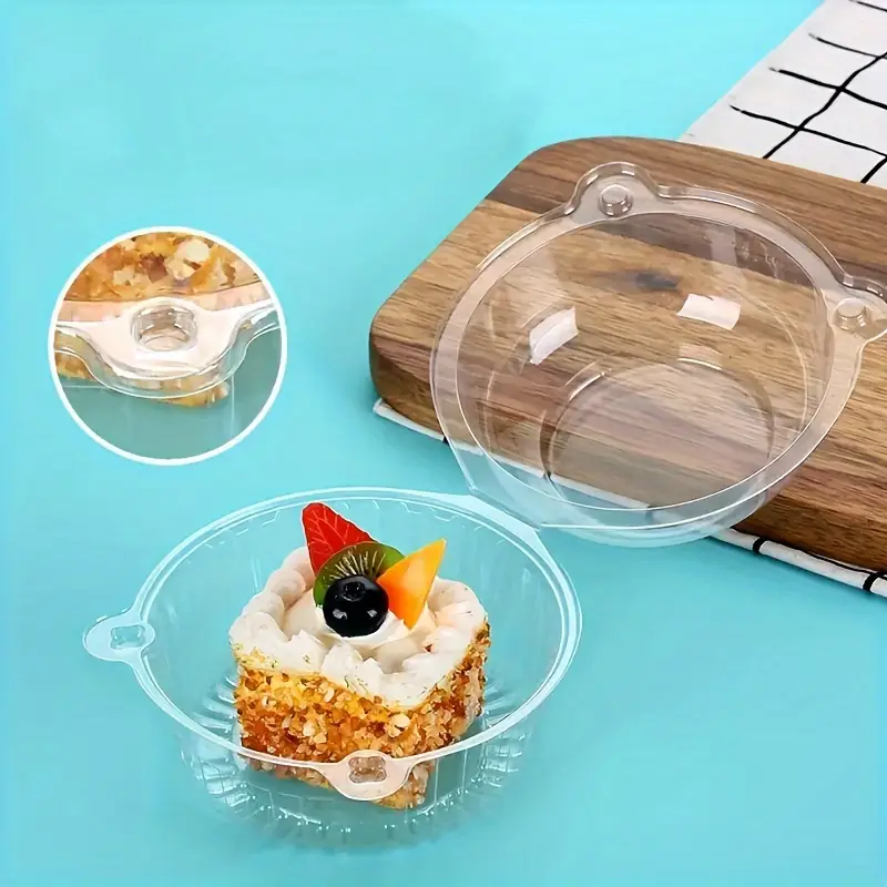 пластиковые контейнеры для капкейков с крышкой, одноразовые круглые прозрачные держатели для капкейков, десерты из выпечки, маффины, в упаковках по 30 штук, детали 3
