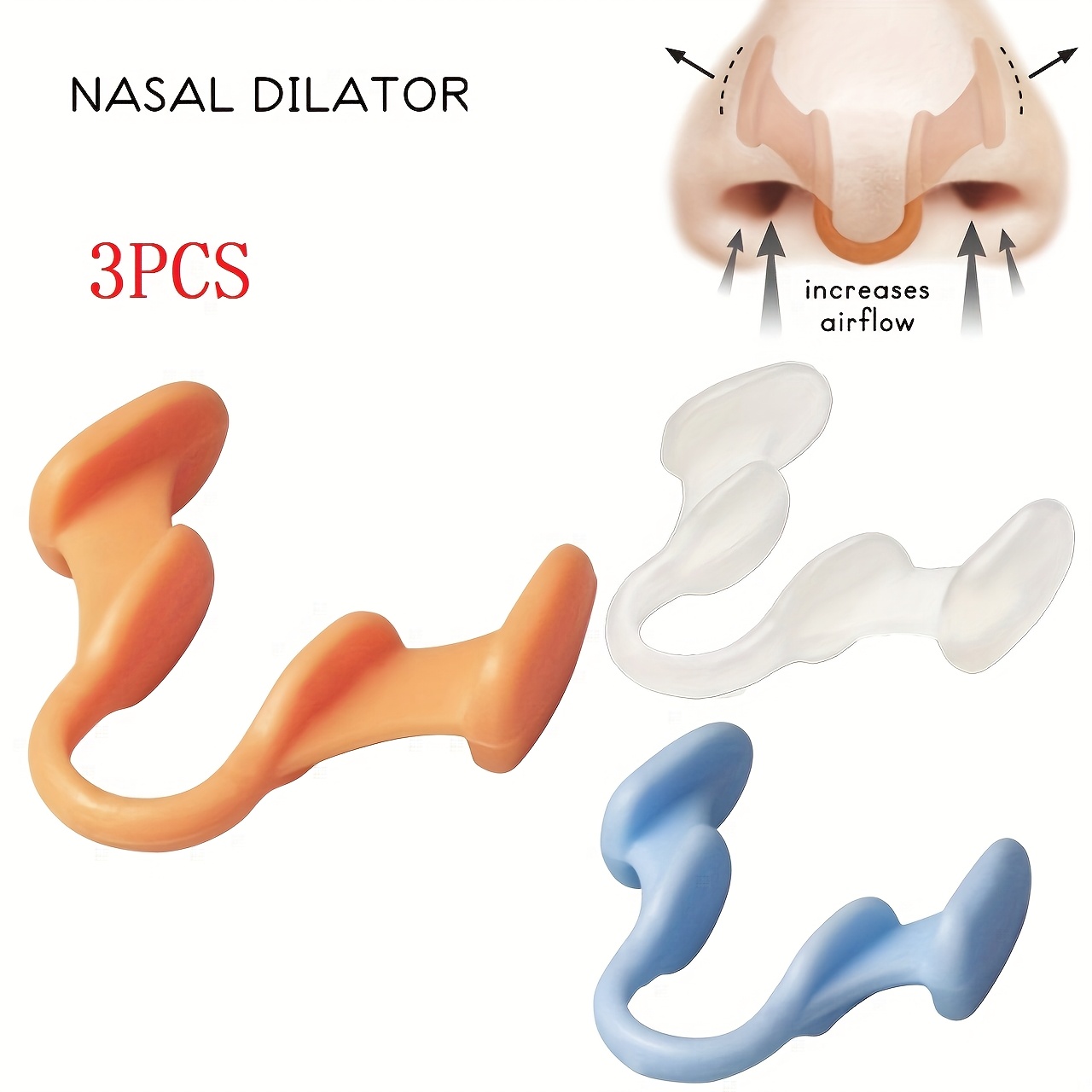 3pcs Nasal Dilators for Better Breathing - Non-Magnetic, Battery-Free CPAP Accessories in Orange & , Enhances Airflow and Ventilation, Nasal Airflow Enhancer | Comfortfit Design | Flexible Nasal Dilator