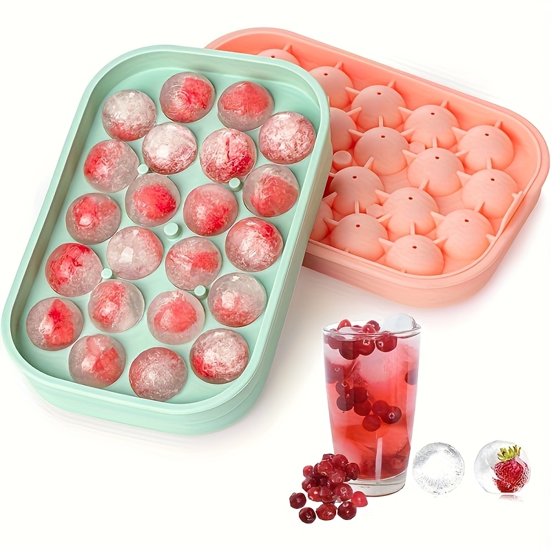 2 Pack Ice Cube Tray Flexible Silicone 22 Maker With Lid Easy-release Ice Cube Trays For Freezer, Diy Homemade Round Ice Cubes For Coffee