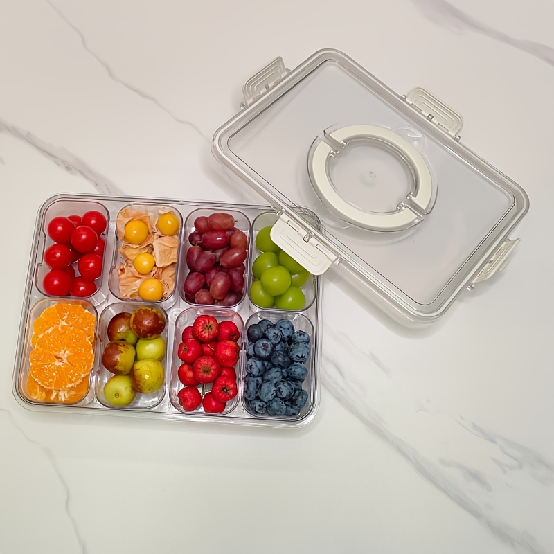 

1pc 8-compartment -safe Lid And - Portable Platter Organizer For Fruits, , - For Parties And Entertaining