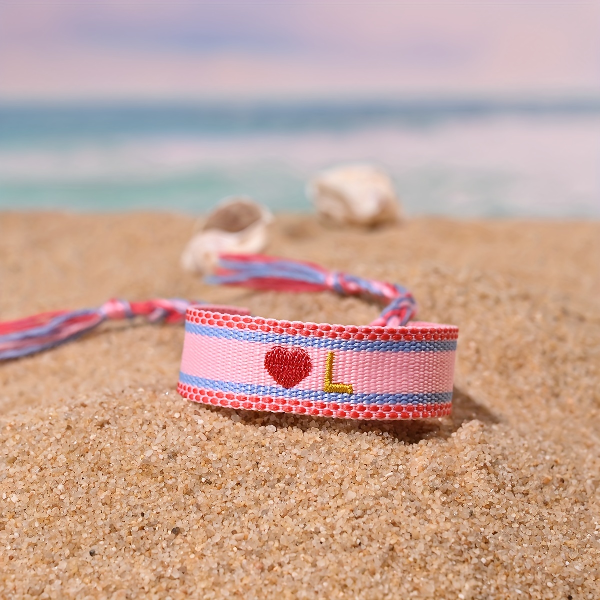 Handmade Woven Bracelet Featuring Bohemian Style With Heart-shaped Letters A-z, Popular In Europe And America