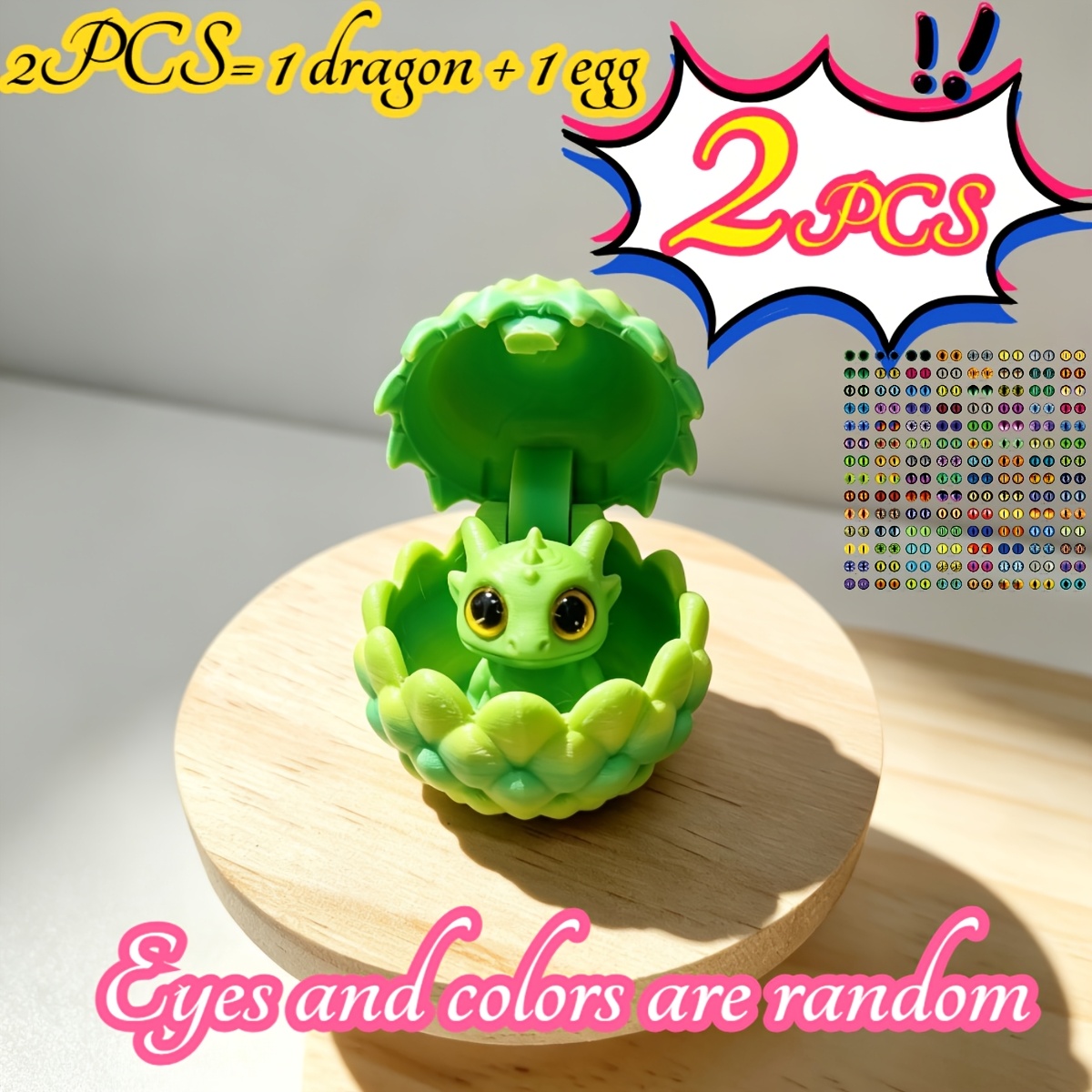 Dinosaur And Egg Set, Includes (1 Dragon And 1 Egg), Random Eyes And Color Distribution, For Party Enthusiasts And 3d Printing Model Collectors, Dinosaur Egg With Openable Design