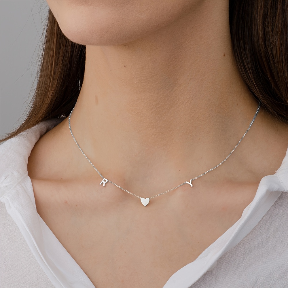 TEMU [customization] Personalized Stainless Letter Pendant Necklace, Fashion Custom Jewelry, Unique Exquisite Gift, Suitable For Daily Wear, Holiday