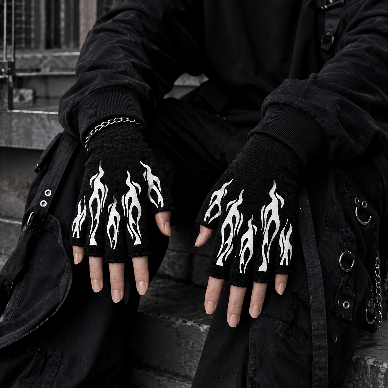 TEMU Flame Stripe Gloves Suitable For , Hand Washable Thermal Gloves With Flame Stripe For Mardi Gras, Parties, Outdoor Activities & Weather - Cozy