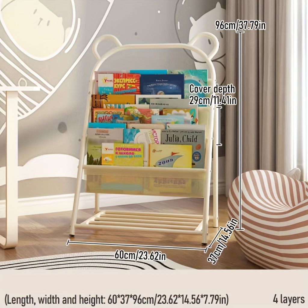 1pc Iron Bookcase, Home Reading Nook Storage And Decoration, Book Storage Rack, Rack