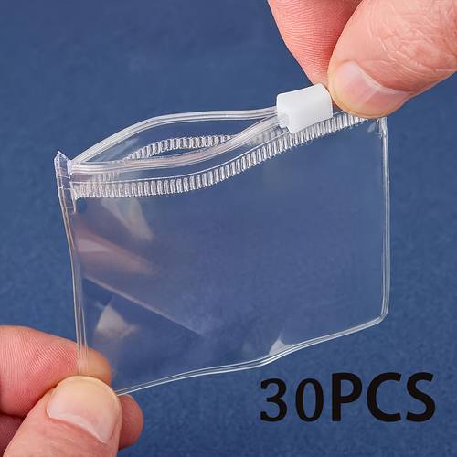 30pcs reusable self sealing zipper pouches clear plastic jewelry organizer bags with zipper closure portable storage for rings earrings necklaces durable easy to clean jewelry rolls earring pouch keyring zipper bag mini transparent earring big plastic pouch organizer jewelry organizer hanging zipper