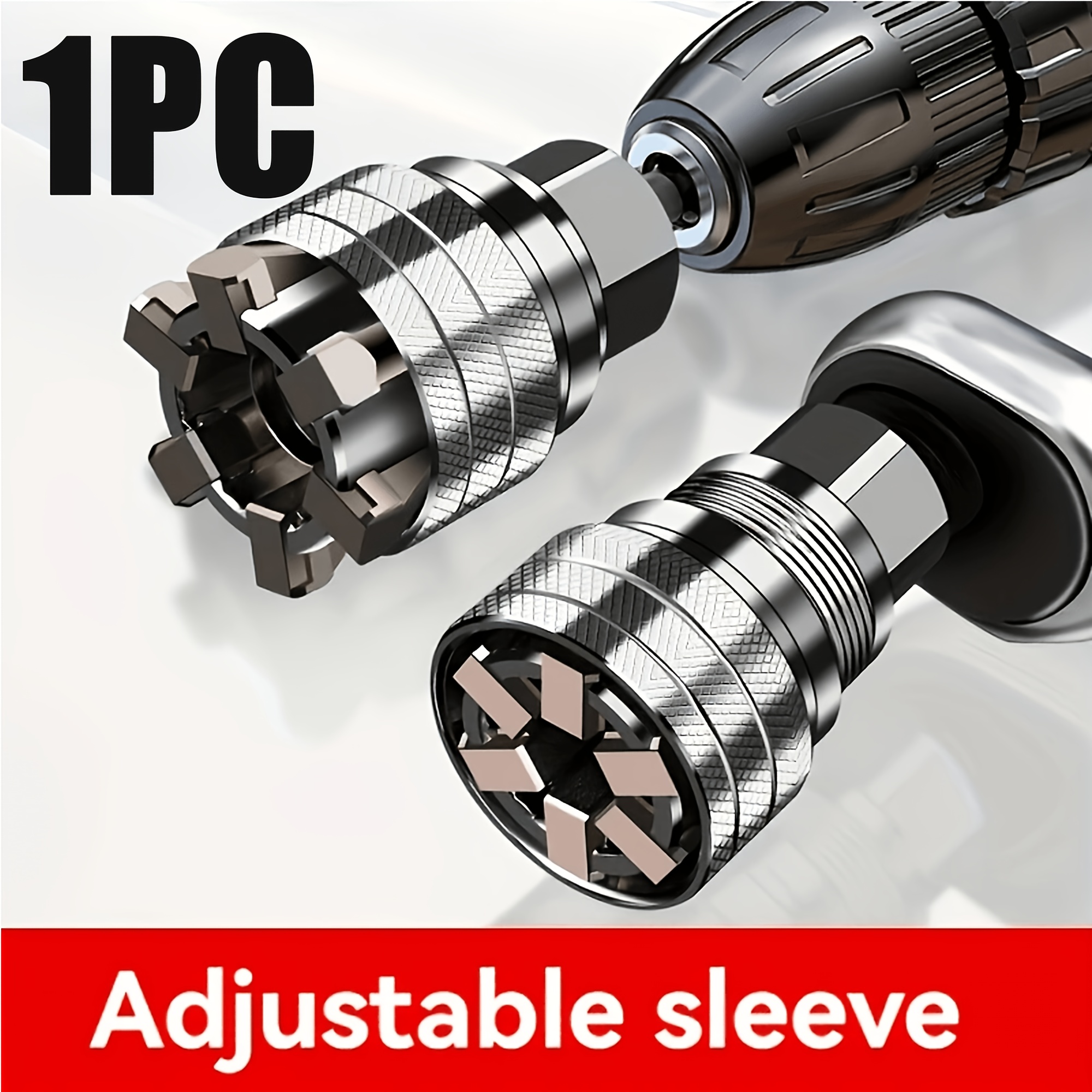 TEMU Professional Adjustable Socket Wrench - Durable Metal Construction, Baked Enamel End, Industrial Tool, Efficient Screw And Nut Removal, Suitable