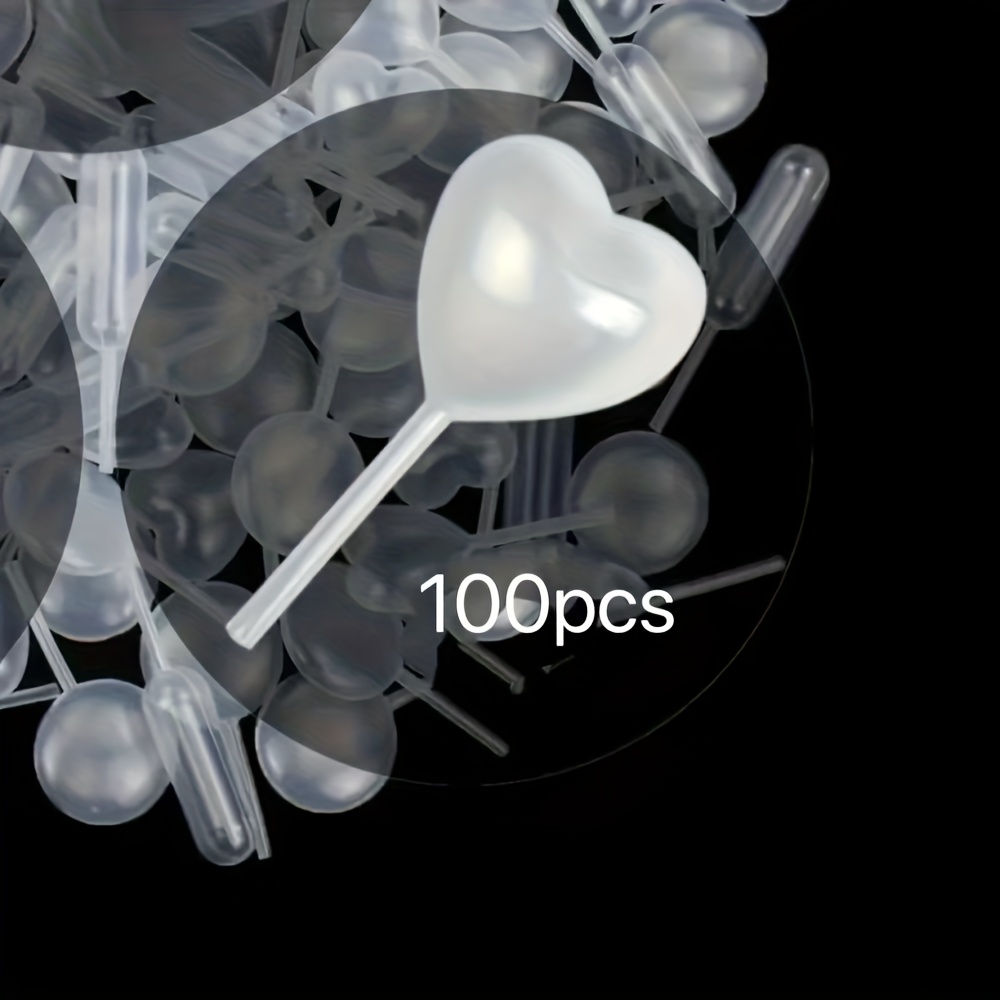 E-shop 100 Stück 4 ml Plastik Tropfer, Plastik Pipetten, herzförmige kreisförmige rechteckige Plastik Quetschpipetten, geeignet für Schokolade,