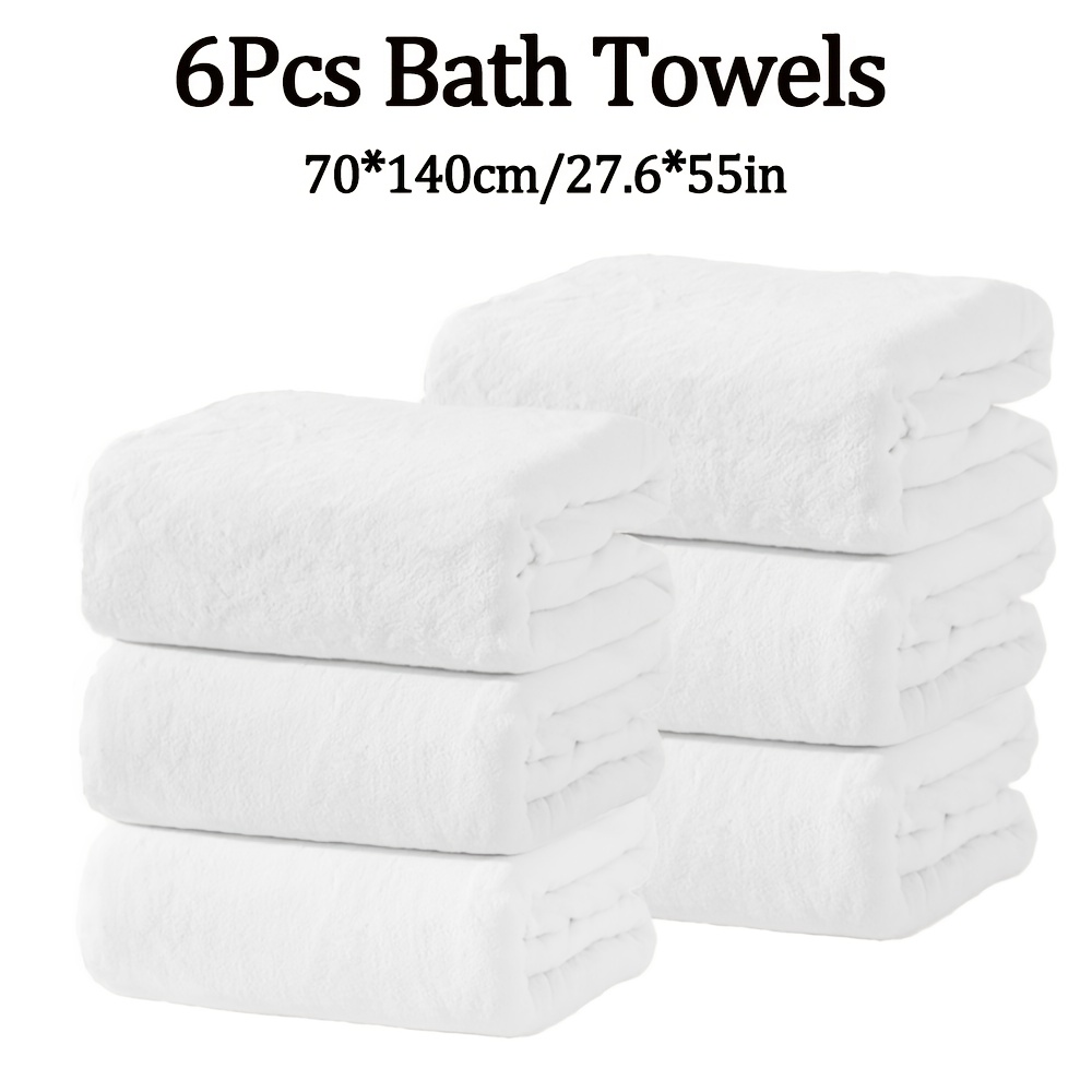 TEMU Set Of 6 Bathroom Towels, Each Measuring 70*140 Cm (27.6*55 In), Made From Microfiber. Are Soft, Comfortable, Highly Absorbent, Available In
