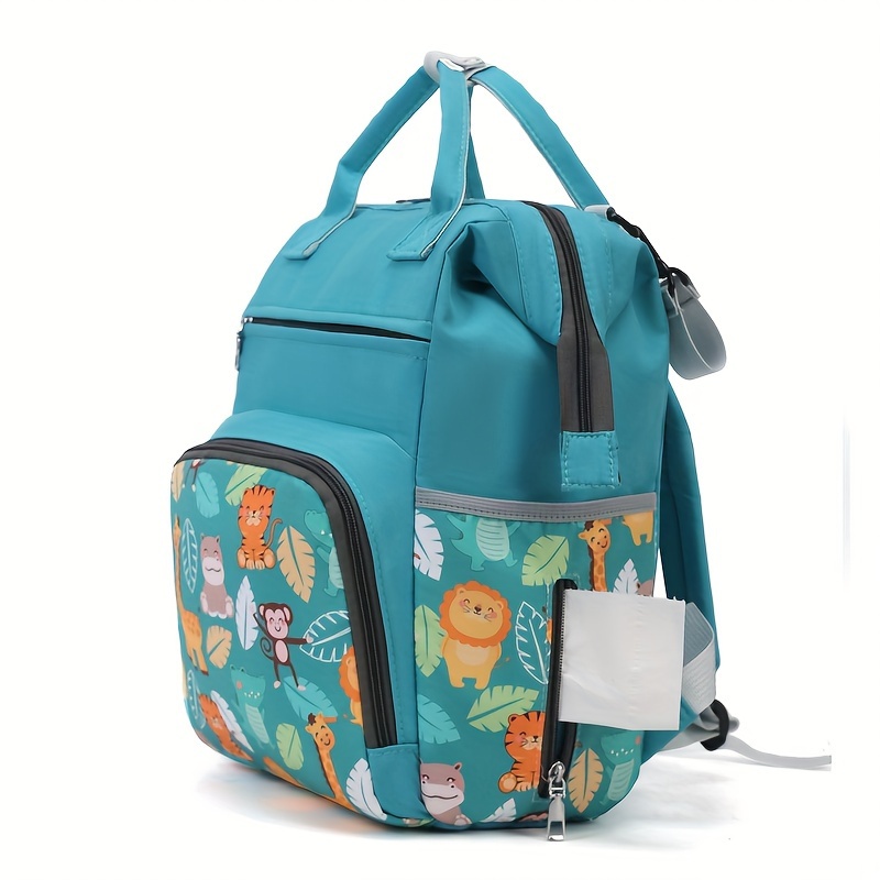 trendy cartoon pattern   large capacity backpack for mother multifunctional stroller storage bag details 2