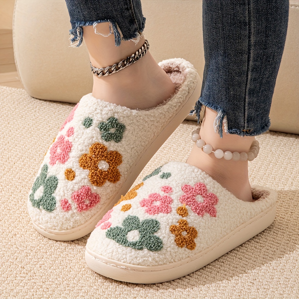 

Women's Floral Slippers, Cozy Slippers, , , Washable Fabric, Tpr Sole, No Print, Indoor Footwear