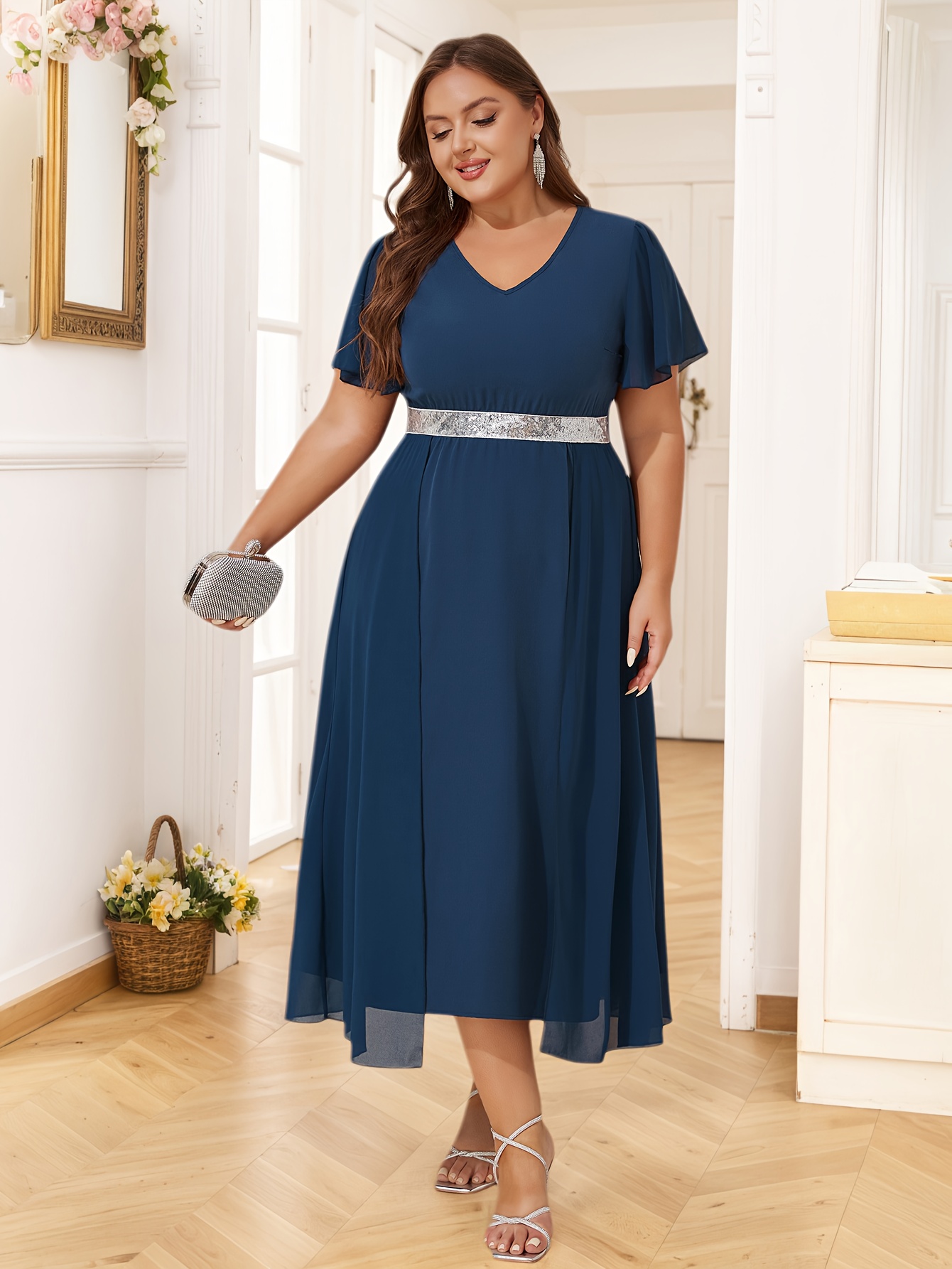 sachin and babi light blue dress Sparkly Holiday Dresses for Plus Size Women