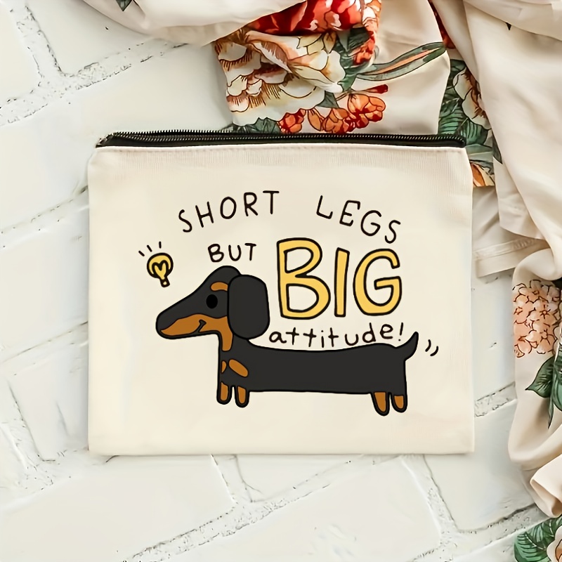 

Dachshund Dog Humor Canvas Makeup Bag - Zippered Cosmetic & Stationery Pouch, Perfect Gift , Cute Makeup Bag