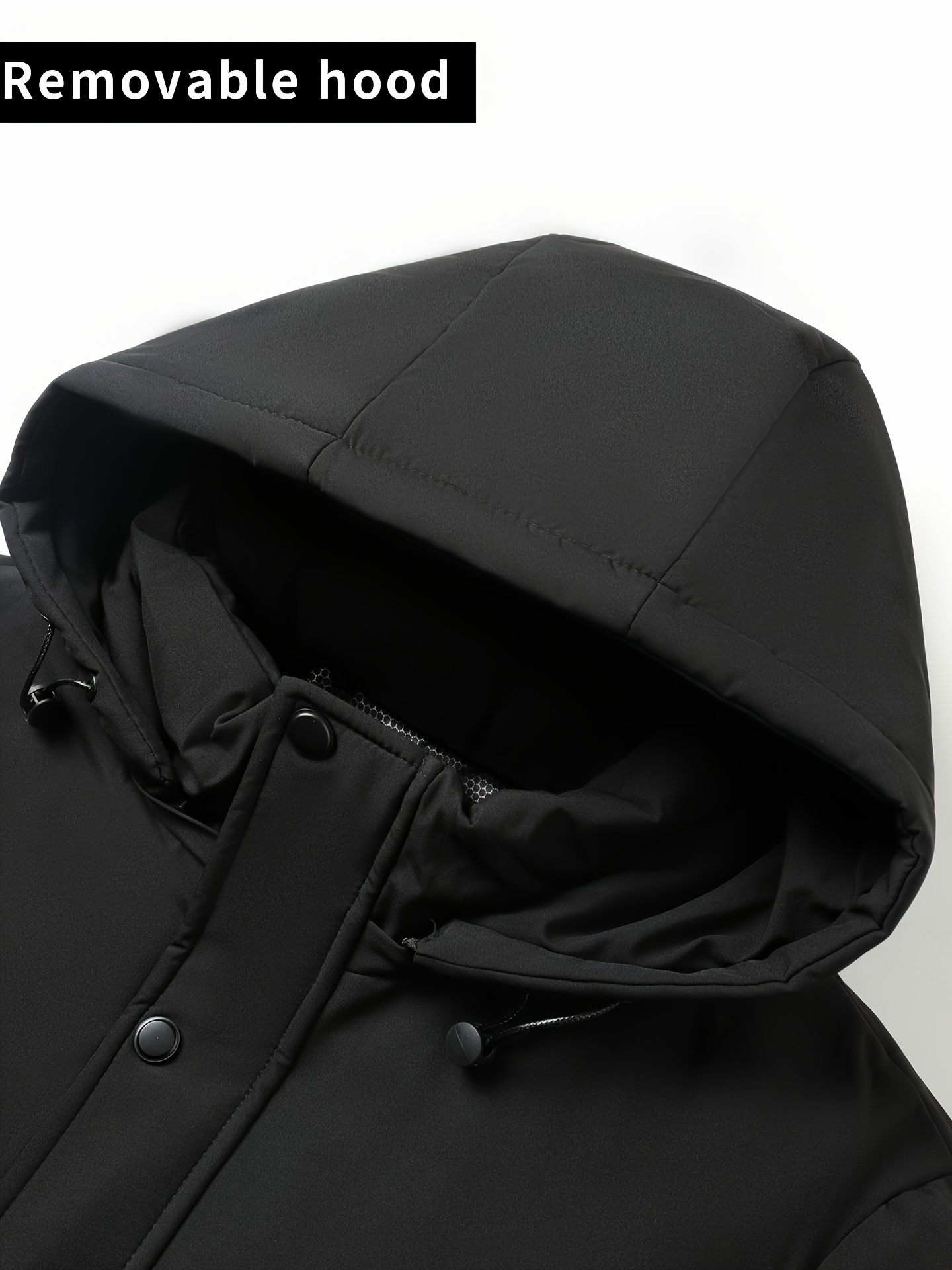 Men's Mid-Length Padded Jacket with Printed Chest Tape