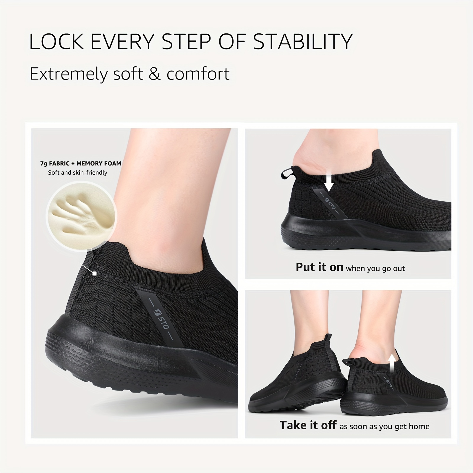 STQ Walking Shoes Women Slip on Breathable Comfortable Sneakers Arch Support Lightweight Women Shoes