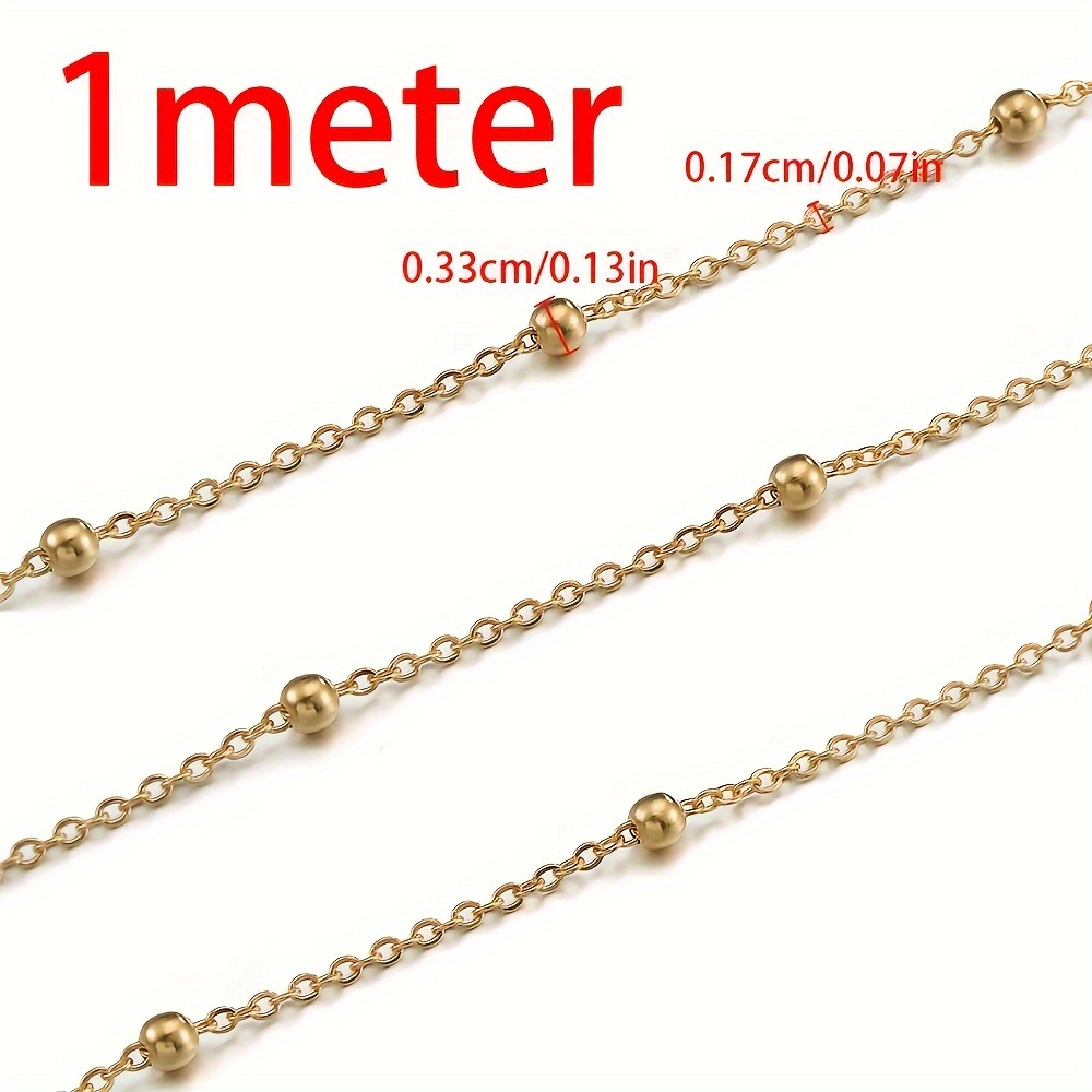 Image of 1 Meter Stainless Steel Round Bead Chain Golden/ Clip Bead Chain Bulk Jewelry Chain For Jewelry Making Necklace Bracelet Additions