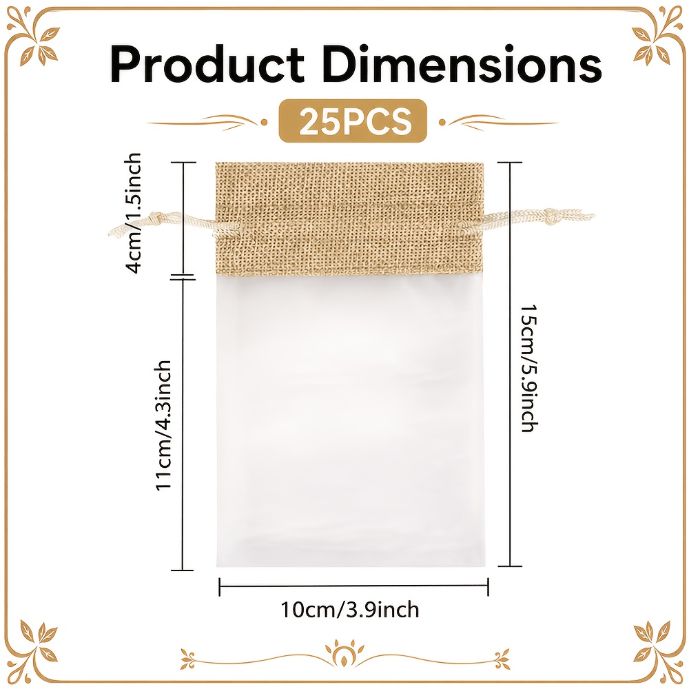 TEMU 25pcs Organza And Gift Bags, 9.91x14.99cm - Durable, Clear Mesh Bags Ideal For Jewelry, Candy, Party Favors - Great For Weddings, Holidays,