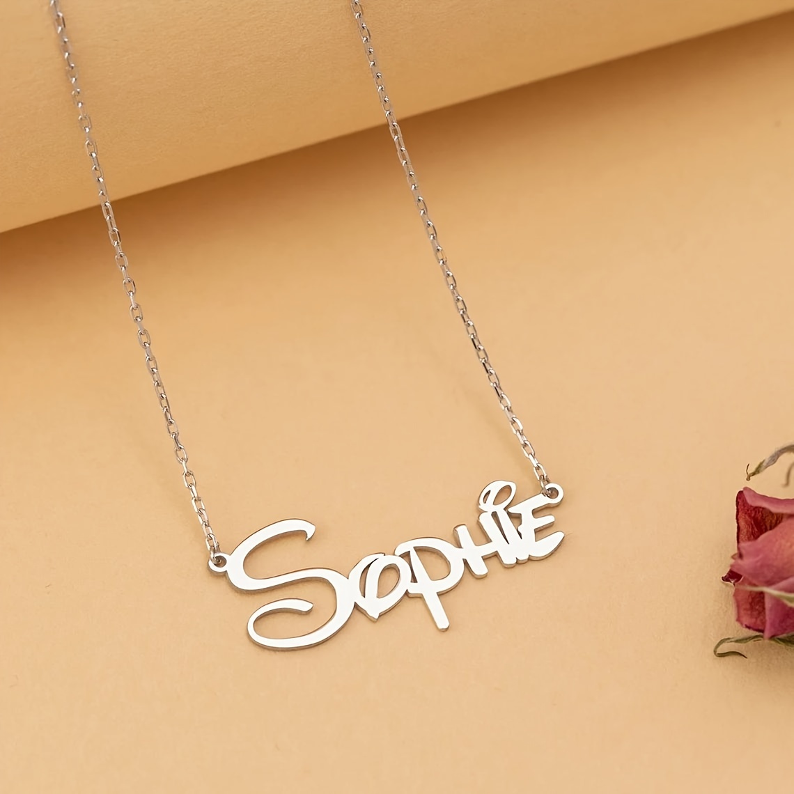 Personalized Cartoon Name Necklace — Custom Golden Pendant