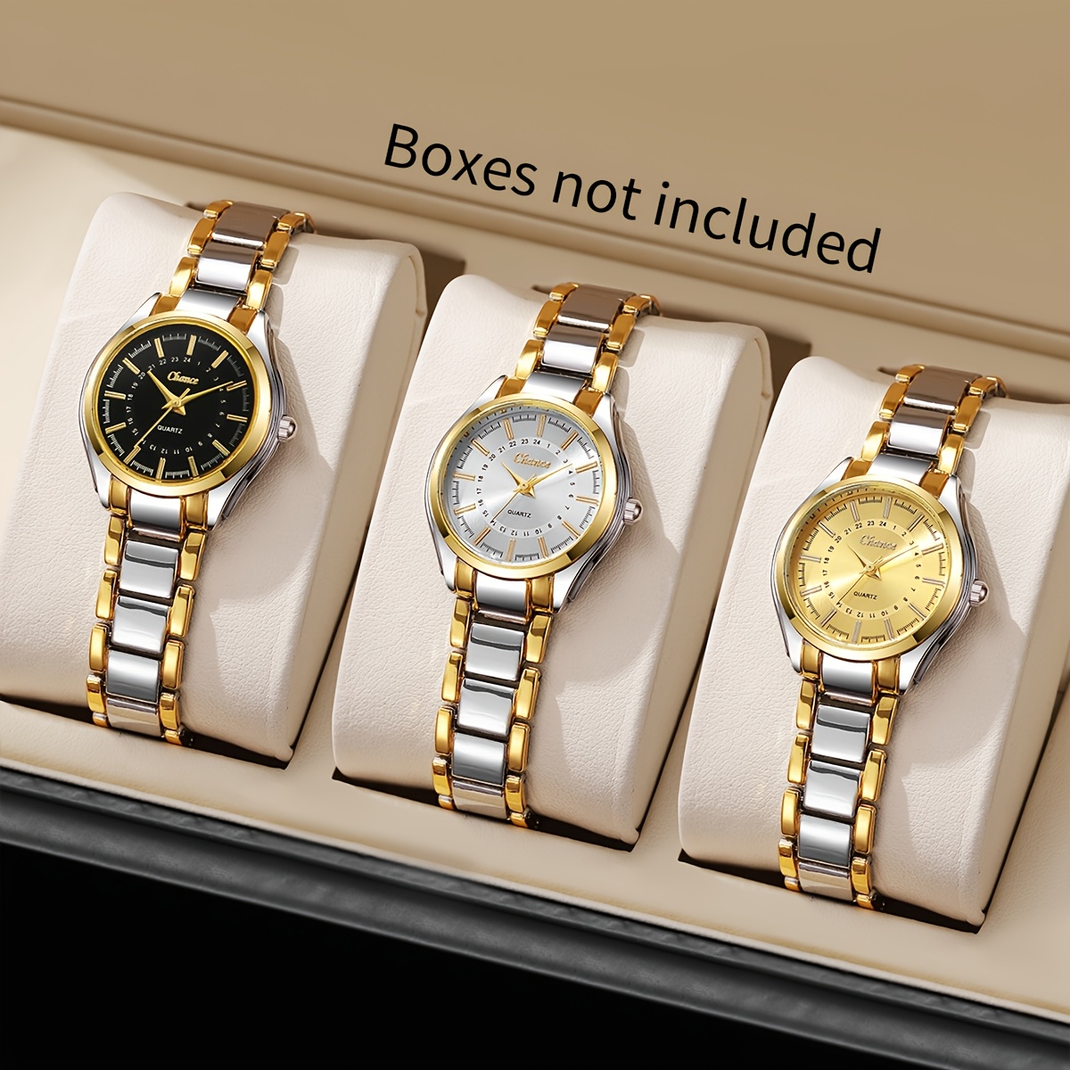 3pcs set womens elegant watch set light luxury   compact dial business quartz watch best gift for girls holidays