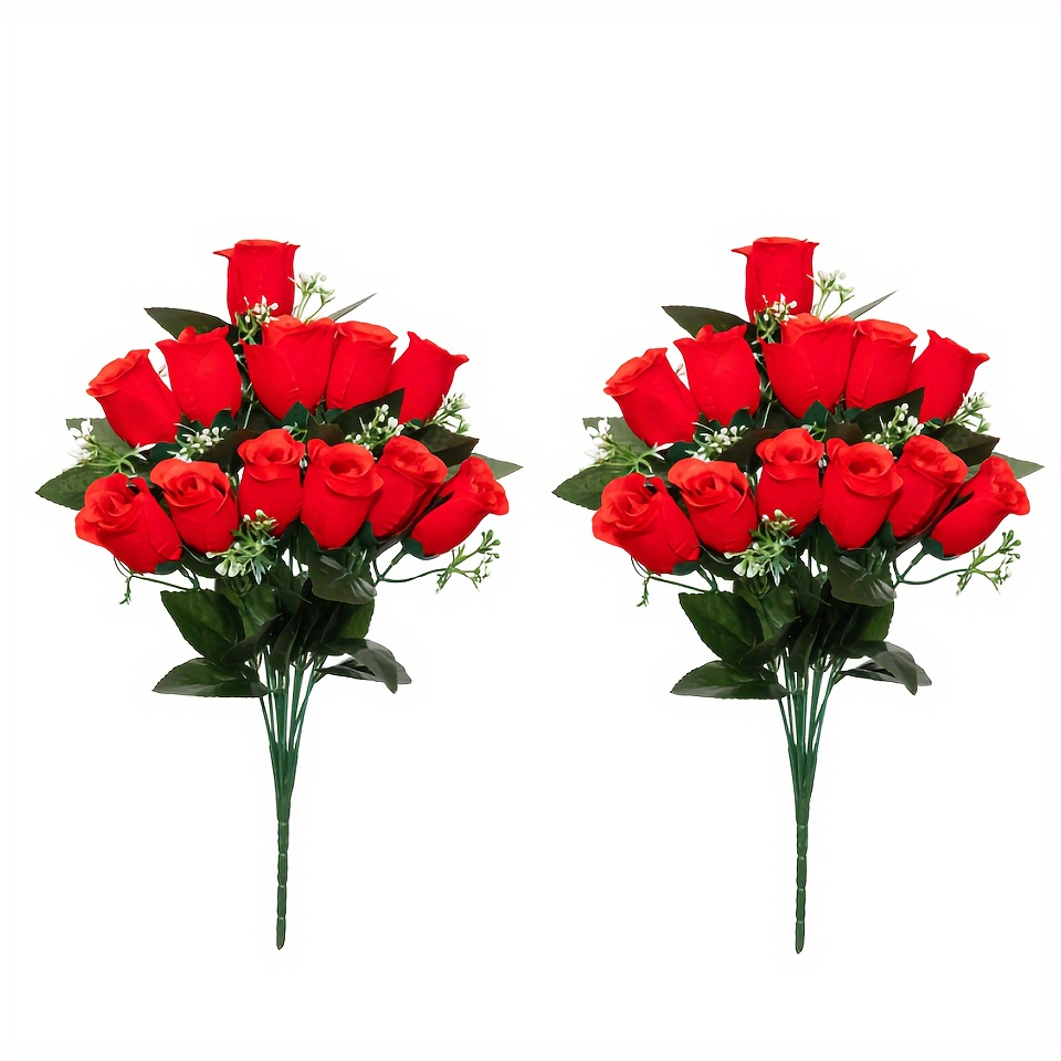 

2pcsartificial Cemetery Flowers, Outdoor Cemetery Decoration Roses, Beautiful Cemetery Memorial Bouquets, Long-lasting And Bloodless Colors