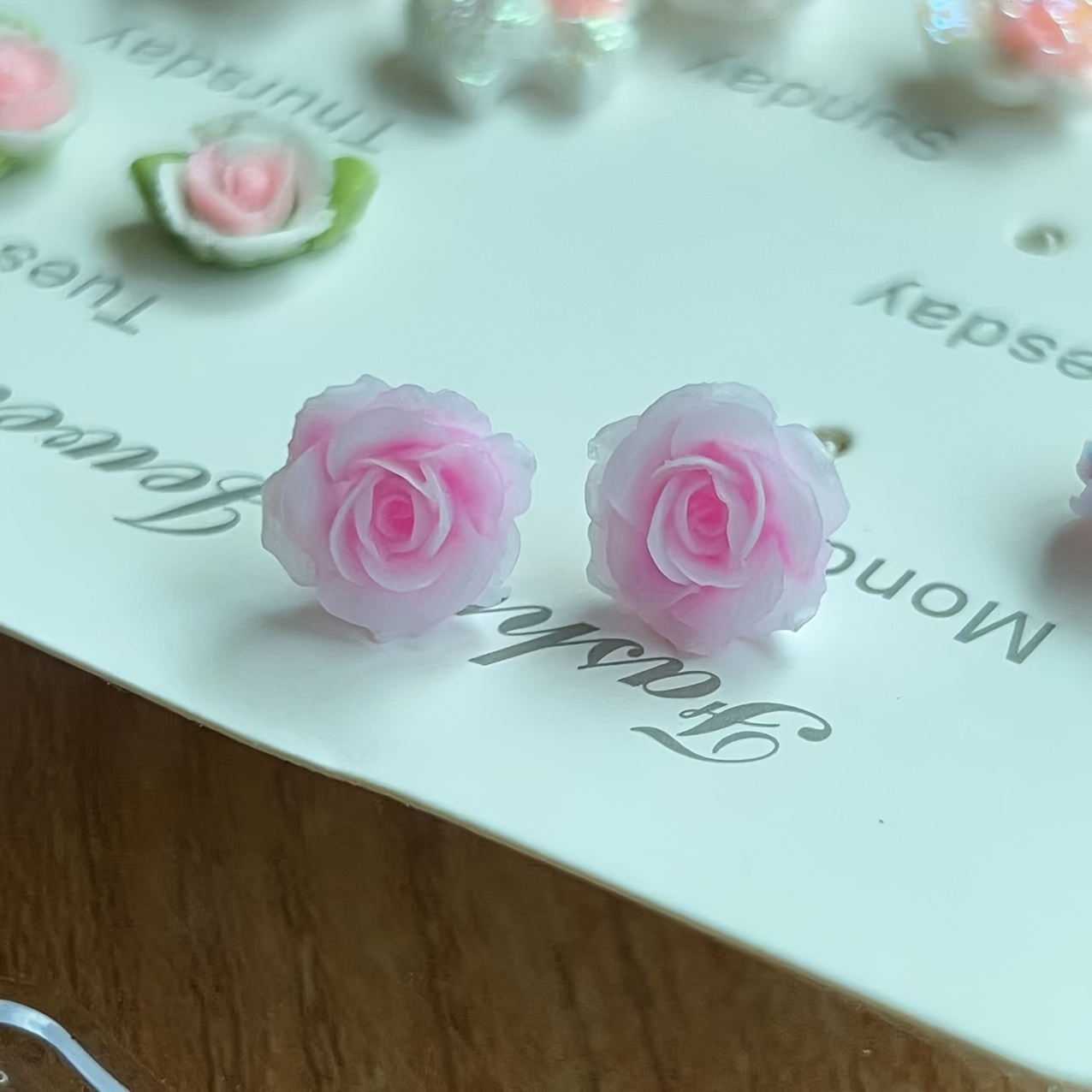 Floral Resin Earrings Gift Set with Plastic Posts