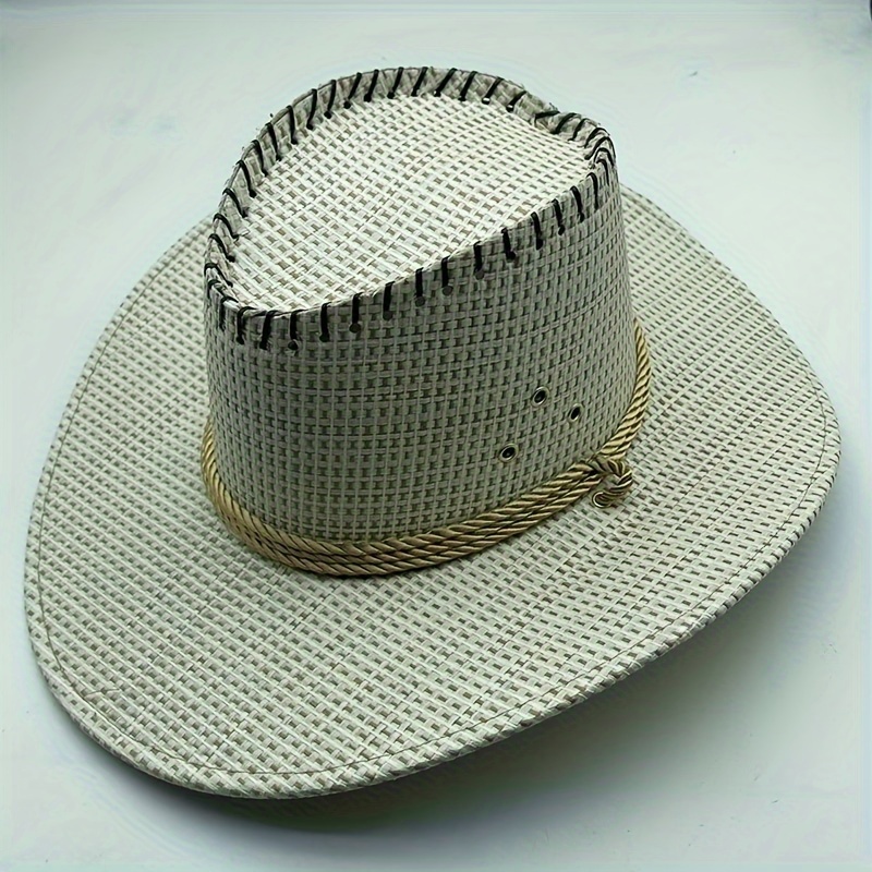 Bohemian Mens Sun Hat Beach Travel Straw Hat Fishing Hat With Cow