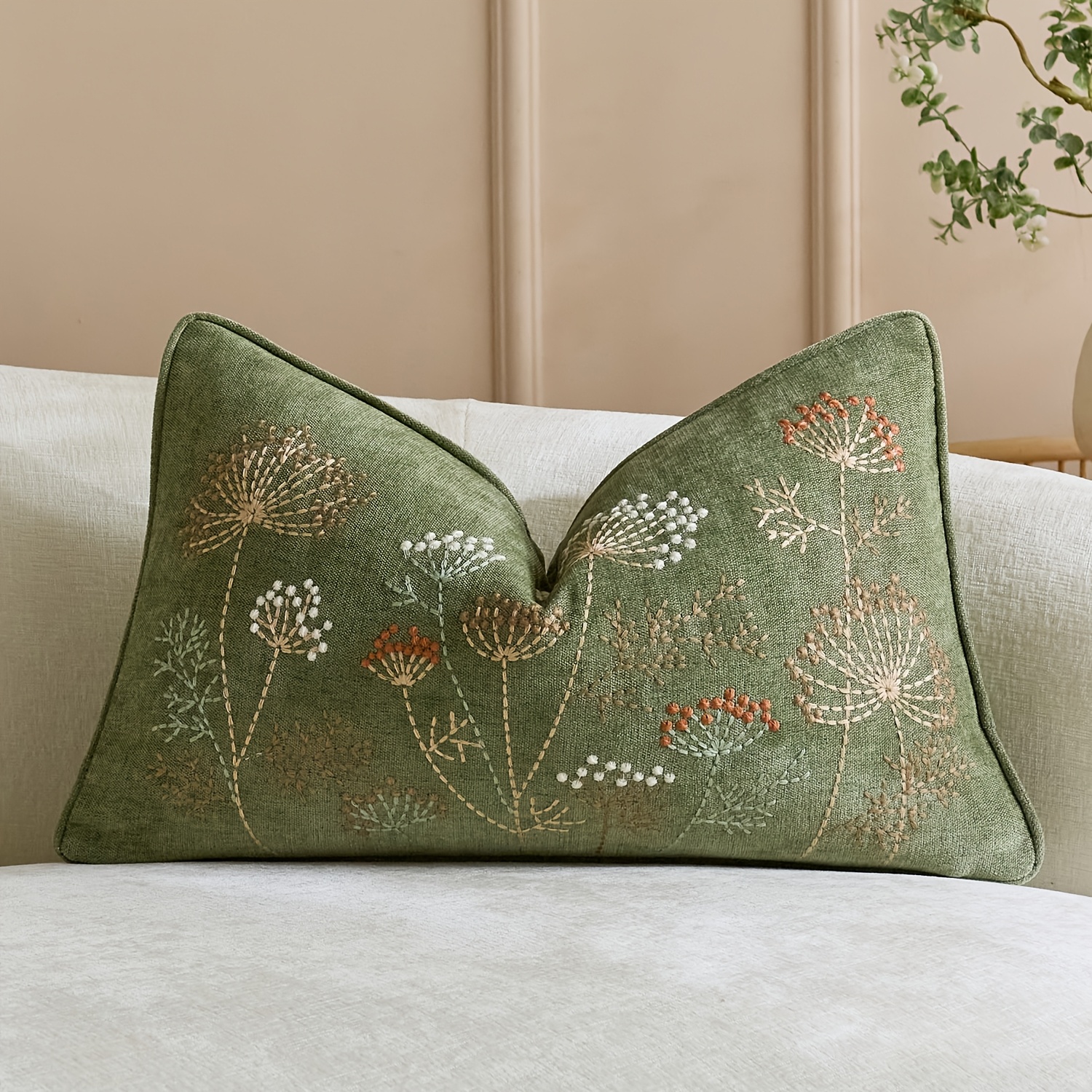 TEMU 1pc Embroidered Outdoor Throw Pillow Covers Summer Decorative Pillow Covers With Zipper Aesthetic Cute Design Throw Pillowcases For Couch Sofa