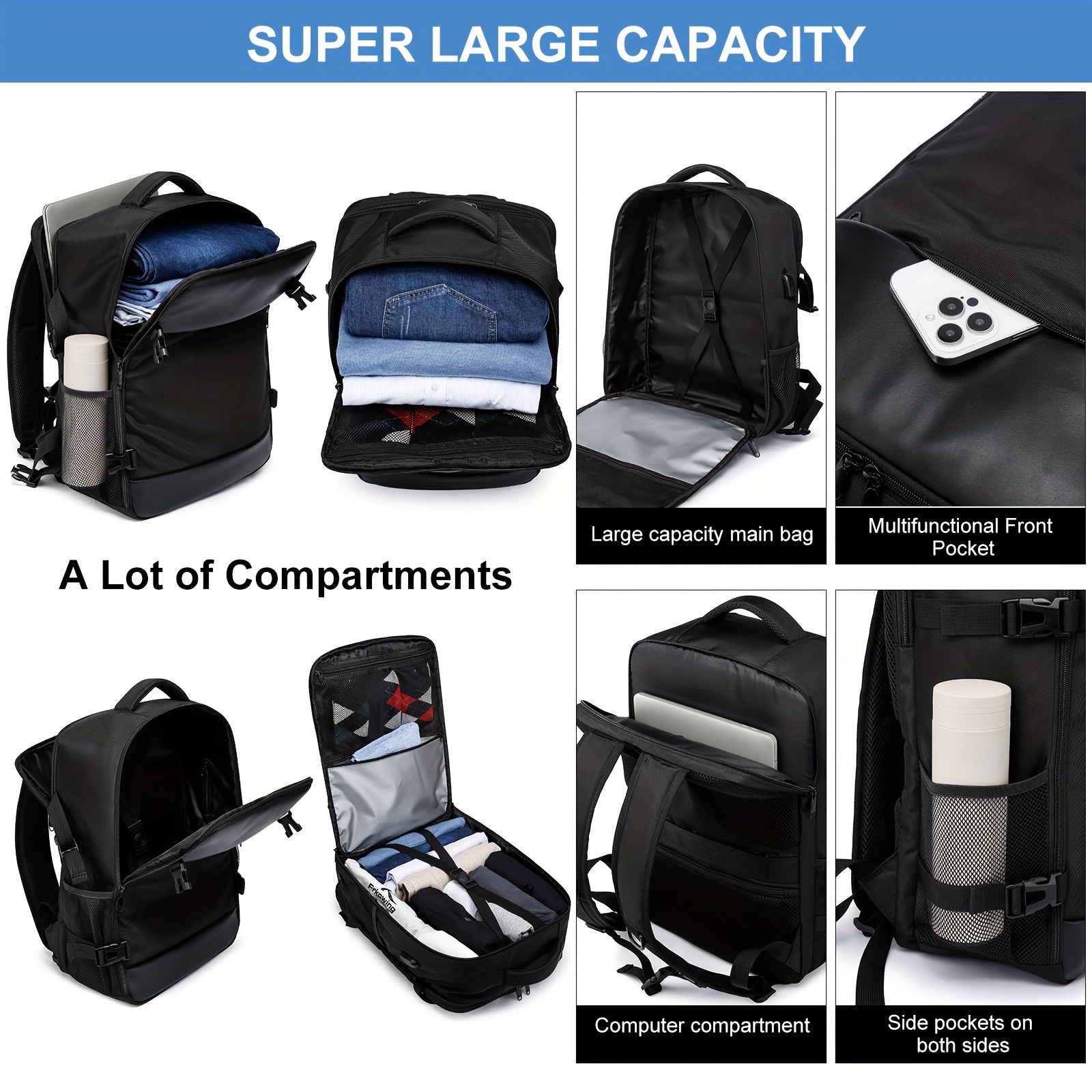 carry on bag small travel tote backpack multi functional pack flight case suitable for 14 inch and 15 6 inch laptops casual airline approved underseat bag backpack outdoor hiking sports details 6