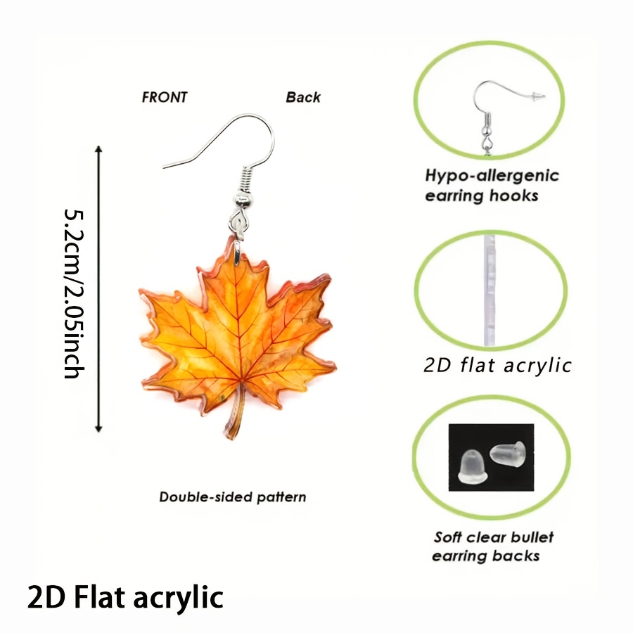 2pc Fall Maple Leaf Dangle Earrings Set
