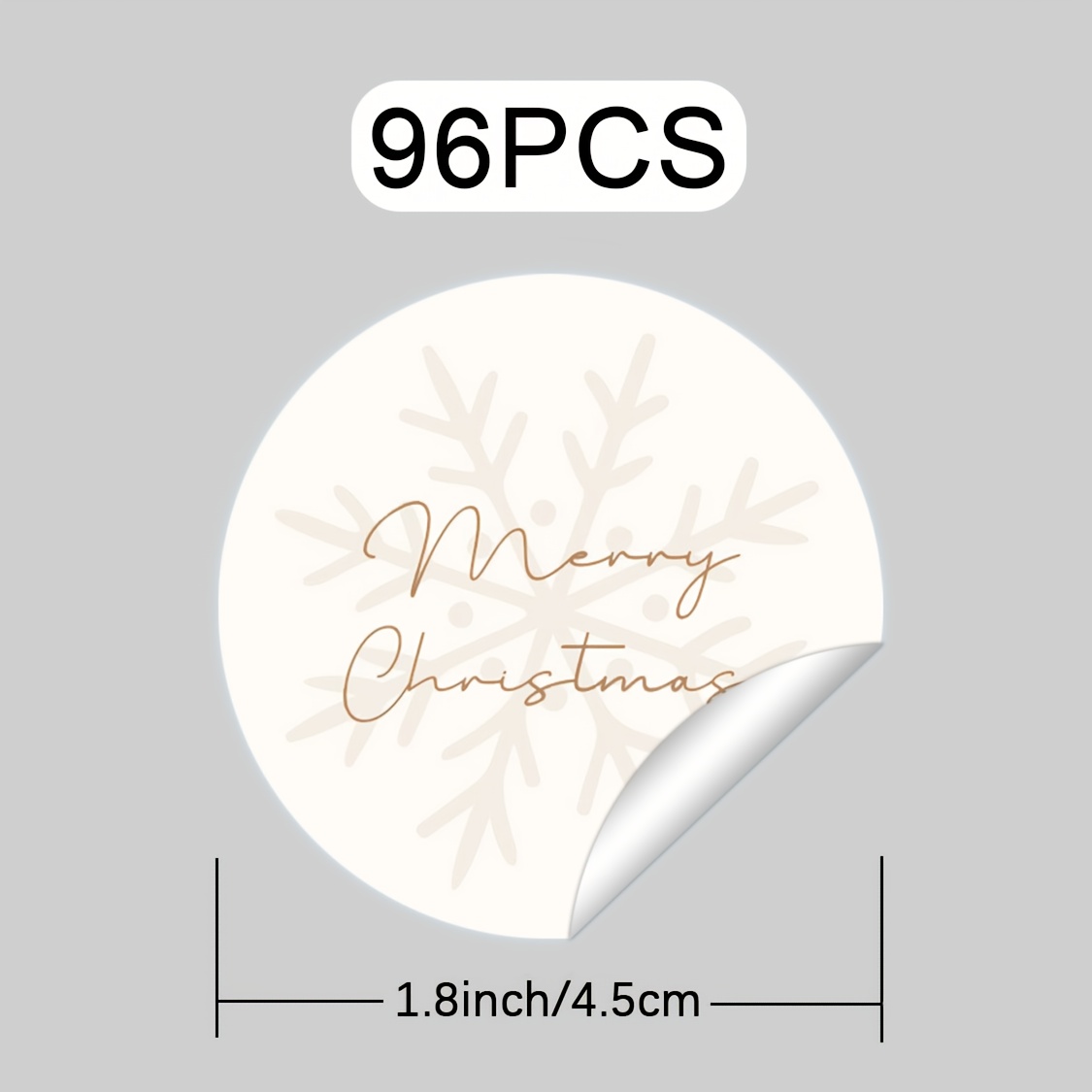 Image of 96pcs Of Snowflake-shaped Round Christmas Labels That Say 'merry Christmas', Ideal For Decorating Gifts For Christmas And New Year, As Well As For Festival Favors And Sealing Envelopes