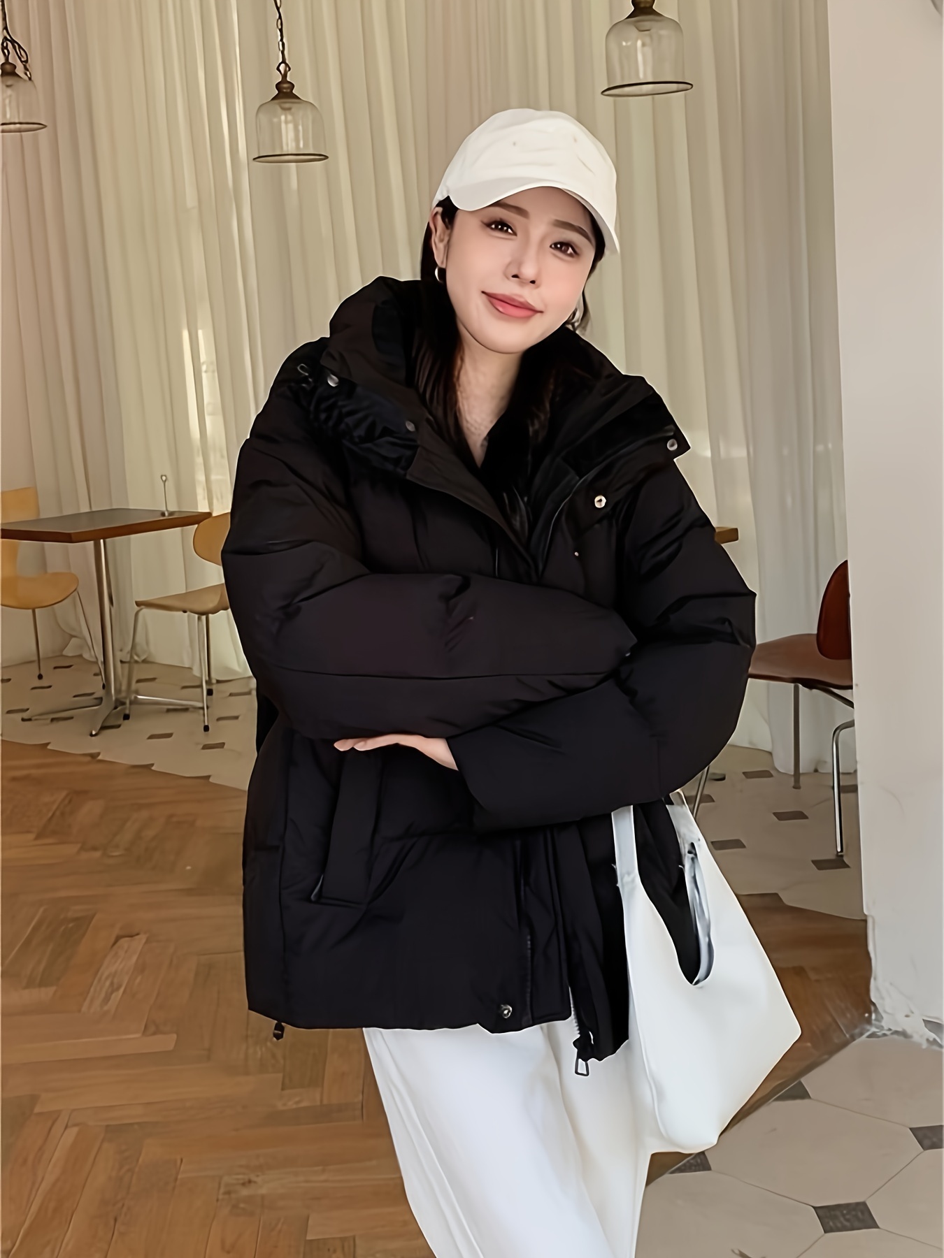 veste à capuche en duvet canard blanc femme chaude Temu Canada