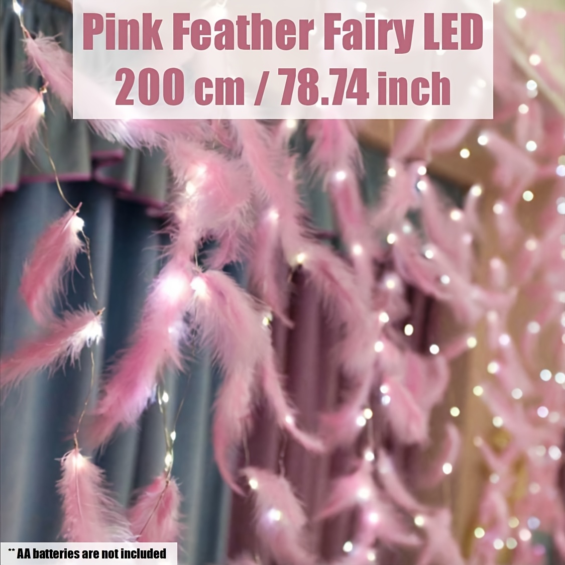TEMU Premium Artificial Feathers 20 Led Fairy String Lights, Led Strip Light, Bedroom Decor And Accessories, Dormitory Bedroom Wall Party Decoration