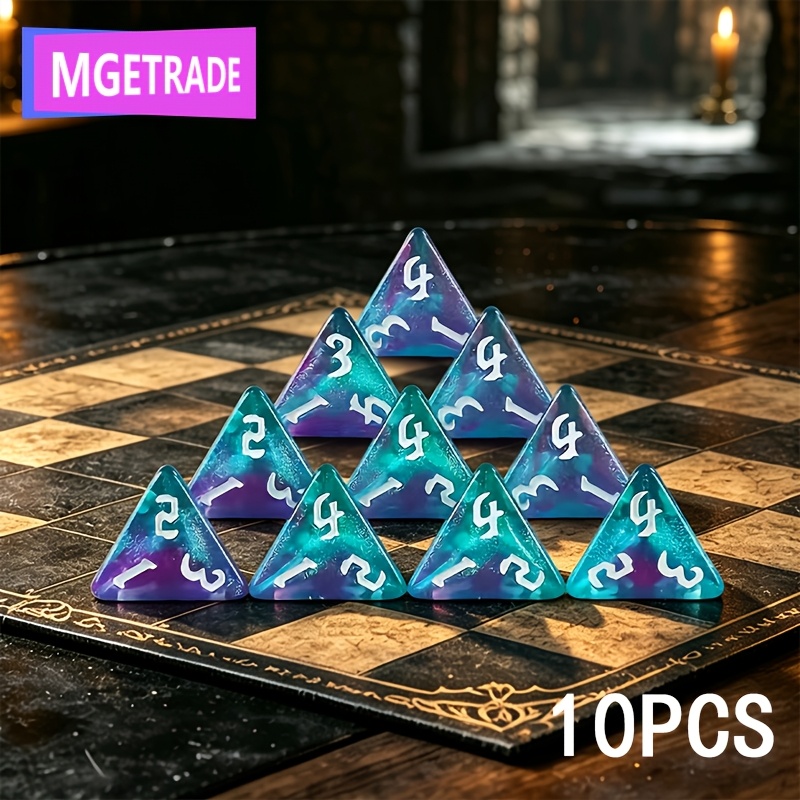 10pcs Nebula Swirl Gradient Color D4 Polyhedral Dice Set