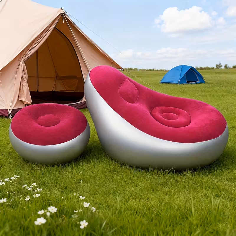 adult inflatable recliner sofa with stool heavy duty portable folding space saving indoor outdoor lounge chair for living room camping travel balcony easy setup storage no red Product details 7