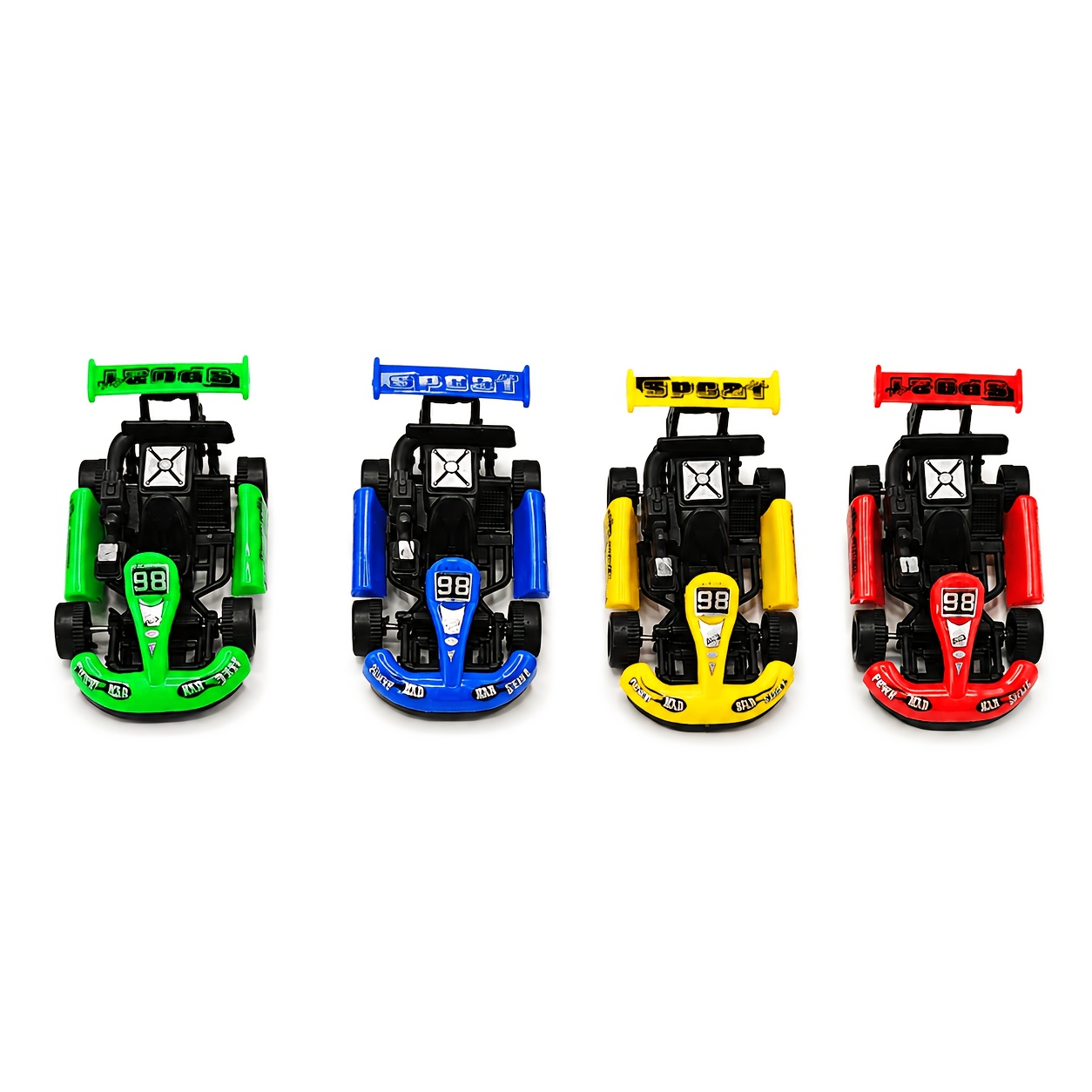 TEMU 10pcs Mini Racing Car Toy Set, 4-color Mixed Go-kart Vehicles, Pull-back For Kids, Compact Set, Fun Party Gift And Birthday Present For Boys And