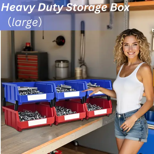 plastic stackable storage bins large 6 pack hanging storage organizer bins open front heavy duty stacking containers for closet garage office home pantry or small parts organization