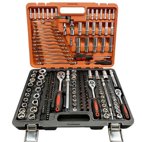 high end professional 45 1 52 1 215 1pc tool set auto bicycle repair machinery kit 1 2 inch 1 4 inch 3 8 inch drive depth and standard wrench grade auto parts repair ratchet wrench and other auto repair accessories tool set