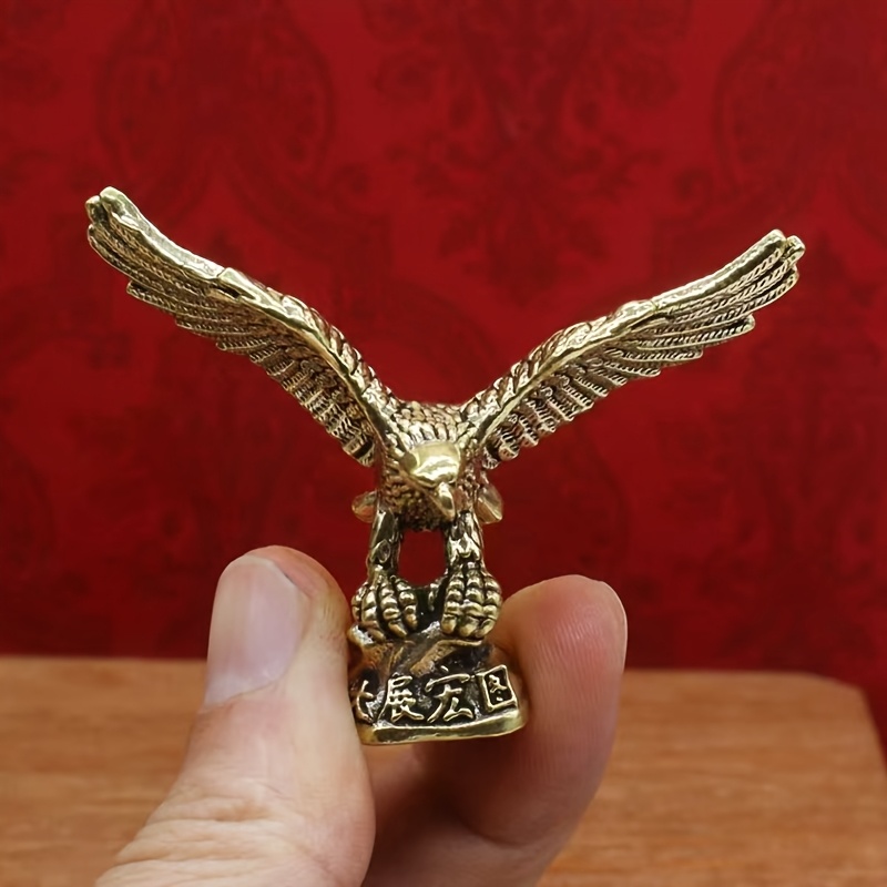 TEMU Statue - Vintage Eagle Sculpture With Base For Strength, Bird Figurine For Office Desk Decor, Collector' Gift For (brass Collectible)