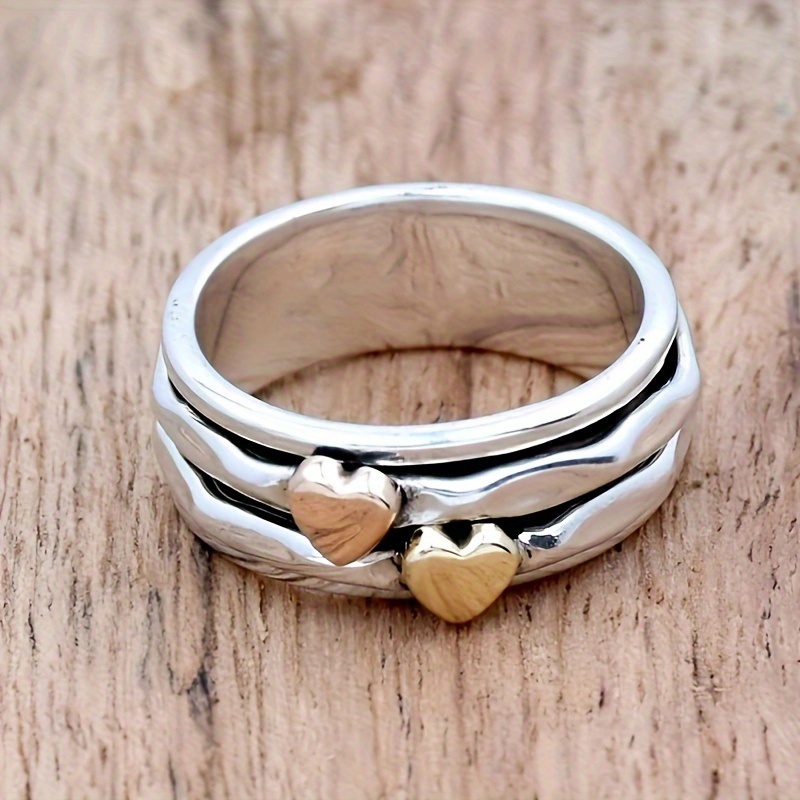 

1pc Bohemian Style Minimalist Vintage Coil Ring With Heart Accent, Unique For Party Banquet, Memorable Jewelry Gift For Her